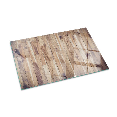 Glass fire hearth rectangular Wooden board in arrangement