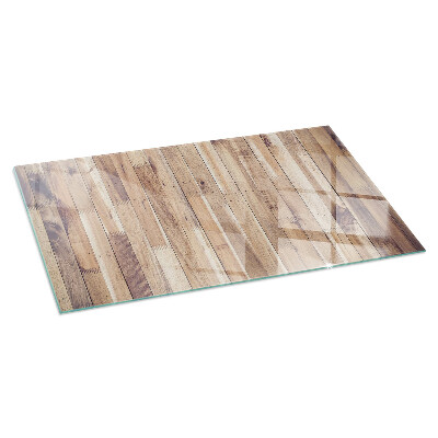 Glass fire hearth rectangular Wooden board in arrangement