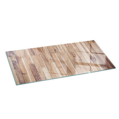 Glass fire hearth rectangular Wooden board in arrangement