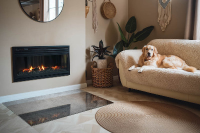 Corner glass hearth rectangular Raw surface texture