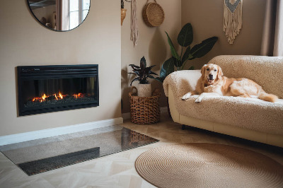 Corner glass hearth rectangular Raw surface texture