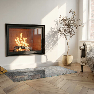 Corner glass hearth rectangular Raw surface texture