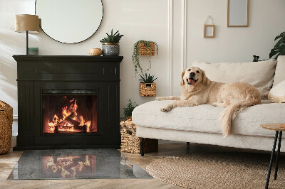 Corner glass hearth rectangular Raw surface texture