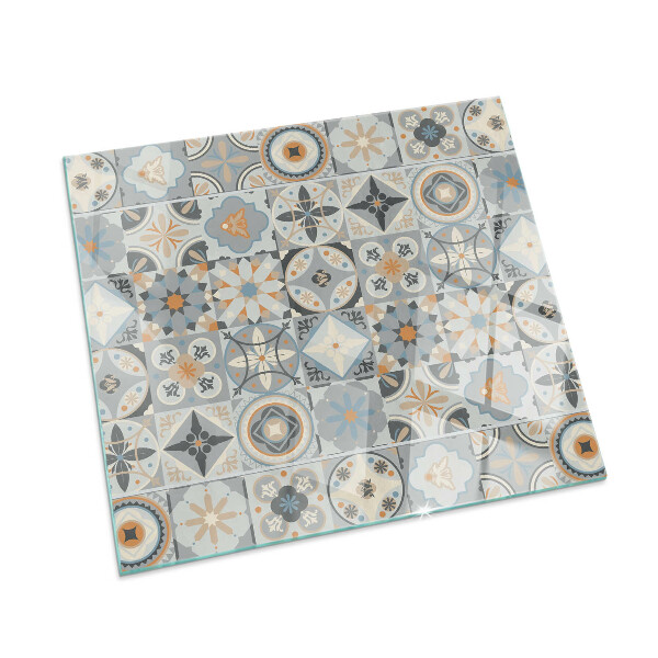 Corner glass hearth rectangular Mosaic patterns in tiles