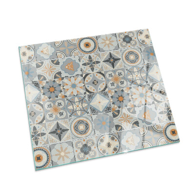 Corner glass hearth rectangular Mosaic patterns in tiles