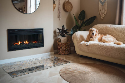 Corner glass hearth rectangular Mosaic patterns in tiles