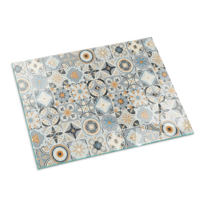 Corner glass hearth rectangular Mosaic patterns in tiles