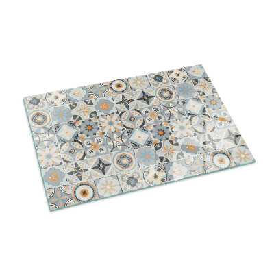 Corner glass hearth rectangular Mosaic patterns in tiles