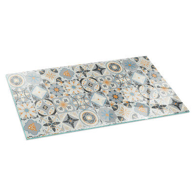 Corner glass hearth rectangular Mosaic patterns in tiles