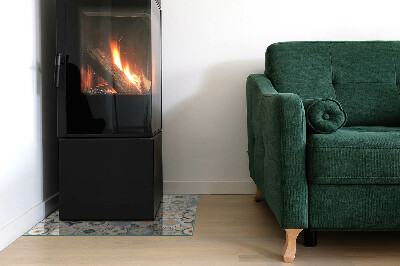 Corner glass hearth rectangular Mosaic patterns in tiles