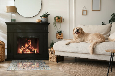 Corner glass hearth rectangular Mosaic patterns in tiles