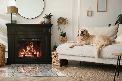 Corner glass hearth rectangular Mosaic patterns in tiles
