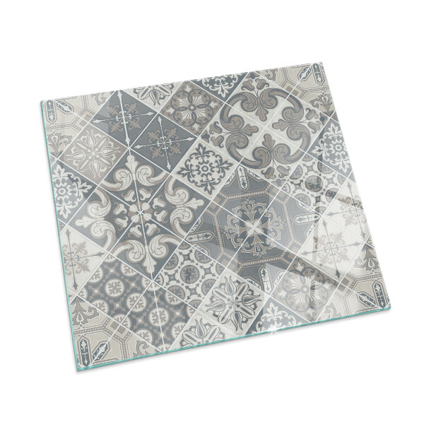 Glass fire hearth rectangular Decorative mosaic pattern