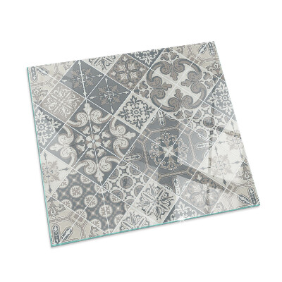 Glass fire hearth rectangular Decorative mosaic pattern