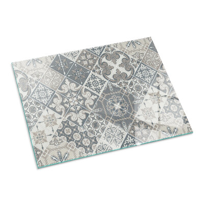 Glass fire hearth rectangular Decorative mosaic pattern