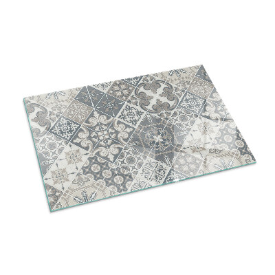 Glass fire hearth rectangular Decorative mosaic pattern