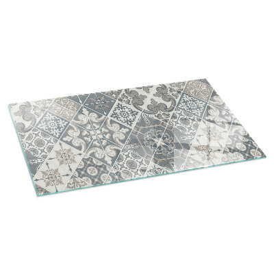 Glass fire hearth rectangular Decorative mosaic pattern