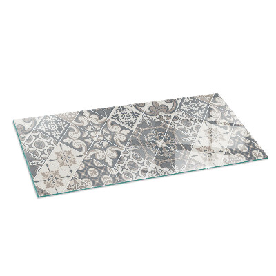 Glass fire hearth rectangular Decorative mosaic pattern