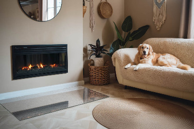 Corner glass hearth rectangular Raw concrete texture