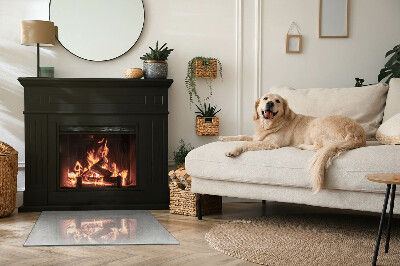 Corner glass hearth rectangular Raw concrete texture