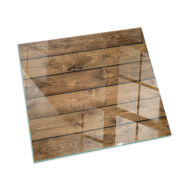 Glass fire hearth rectangular Wooden board with grain