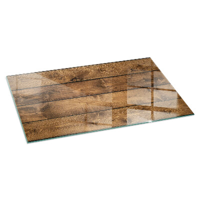 Glass fire hearth rectangular Wooden board with grain