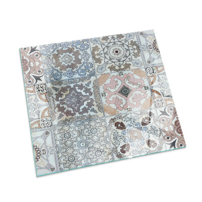 Corner glass hearth rectangular Mosaic patterns in tiles