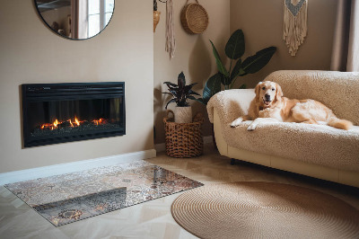 Corner glass hearth rectangular Mosaic patterns in tiles