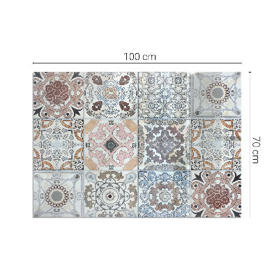 Corner glass hearth rectangular Mosaic patterns in tiles