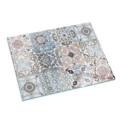 Corner glass hearth rectangular Mosaic patterns in tiles