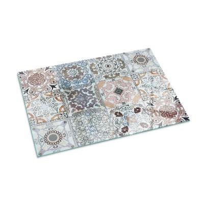 Corner glass hearth rectangular Mosaic patterns in tiles