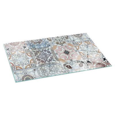 Corner glass hearth rectangular Mosaic patterns in tiles