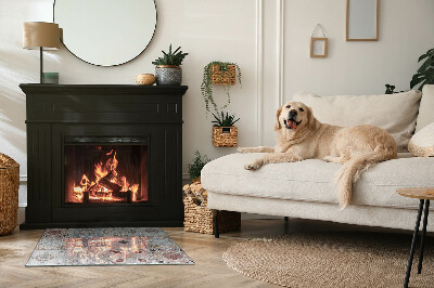 Corner glass hearth rectangular Mosaic patterns in tiles