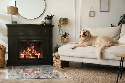 Corner glass hearth rectangular Mosaic patterns in tiles