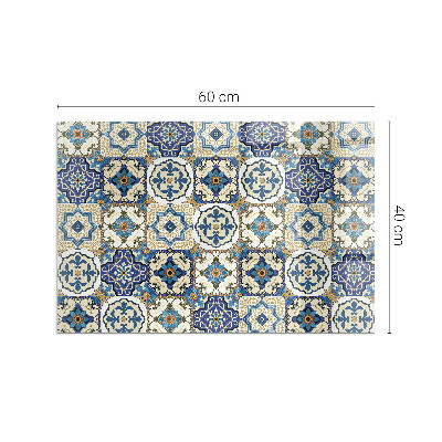 Glass fire hearth rectangular Mosaic pattern with flowers
