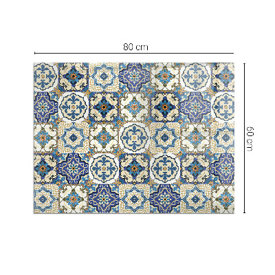 Glass fire hearth rectangular Mosaic pattern with flowers