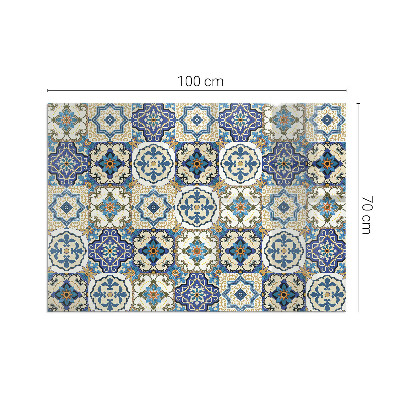 Glass fire hearth rectangular Mosaic pattern with flowers