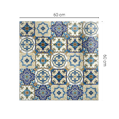 Glass fire hearth rectangular Mosaic pattern with flowers