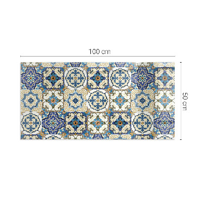 Glass fire hearth rectangular Mosaic pattern with flowers