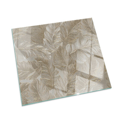 Glass fire hearth rectangular Leaves in subtle patterns