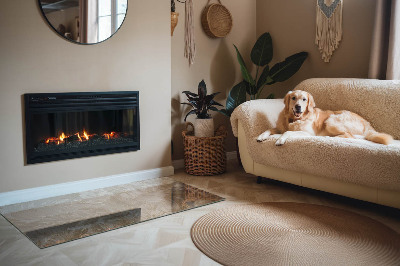 Glass fire hearth rectangular Leaves in subtle patterns