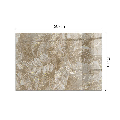 Glass fire hearth rectangular Leaves in subtle patterns