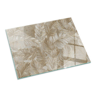 Glass fire hearth rectangular Leaves in subtle patterns