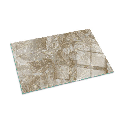 Glass fire hearth rectangular Leaves in subtle patterns