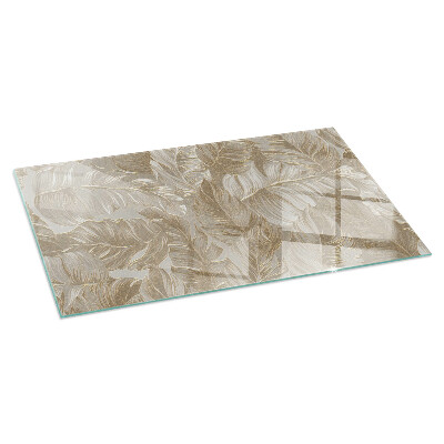 Glass fire hearth rectangular Leaves in subtle patterns
