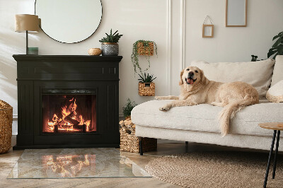 Glass fire hearth rectangular Leaves in subtle patterns