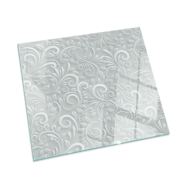 Corner glass hearth rectangular Elegant plant pattern