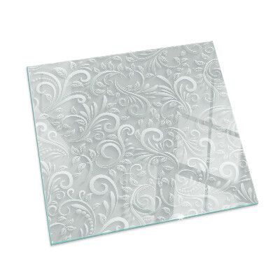 Corner glass hearth rectangular Elegant plant pattern