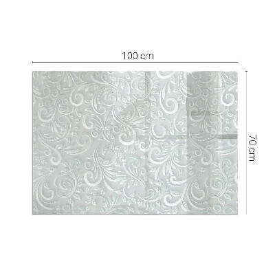 Corner glass hearth rectangular Elegant plant pattern