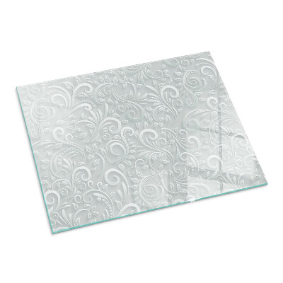 Corner glass hearth rectangular Elegant plant pattern